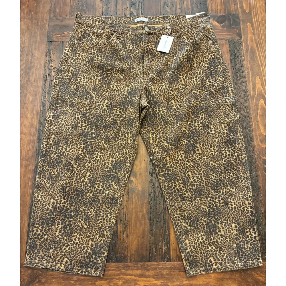 Leopard Barrel Jeans Animal Print Casual Festival Bold Chic Retro Glam Western - Picture 2 of 4